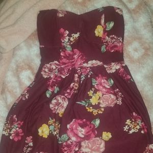 Mini floral strapless dress